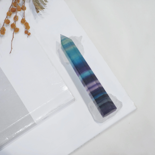 Crystal-Rainbow Fluorite Crystal Tower Point Generator - Detox