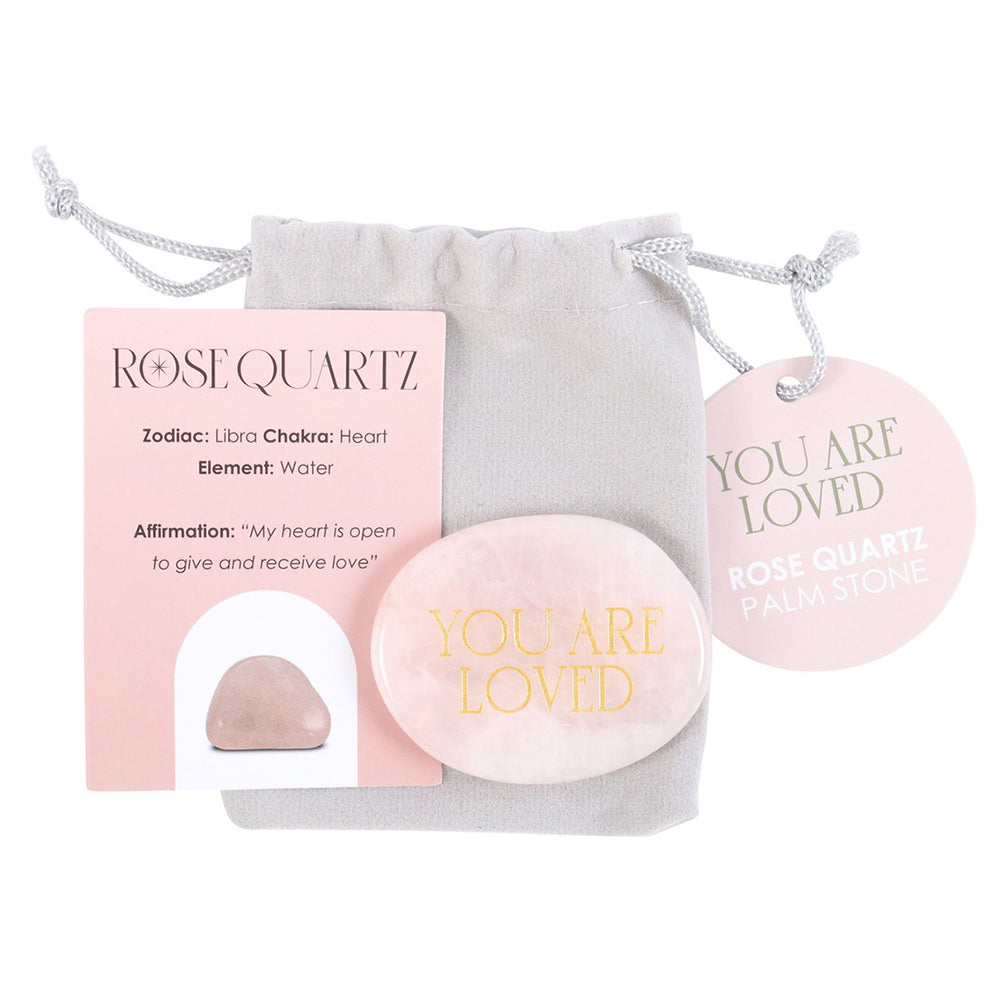 You Are Loved Rose Quartz Palm stone