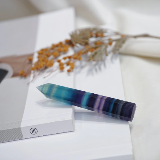 Crystal-Rainbow Fluorite Crystal Tower Point Generator - Detox