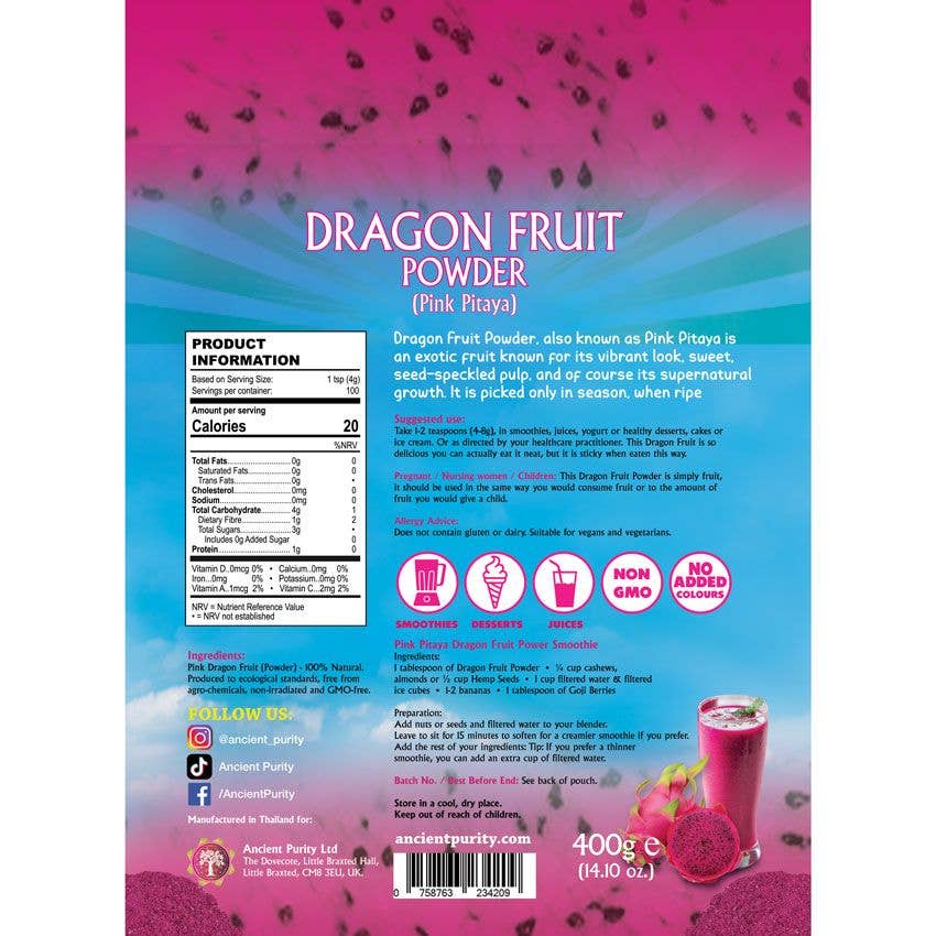 Dragon Fruit Powder | Pink Pitaya | Pink Dragon Fruit