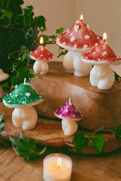 Glittery Goddess Mushrooms | Mushroom Candles