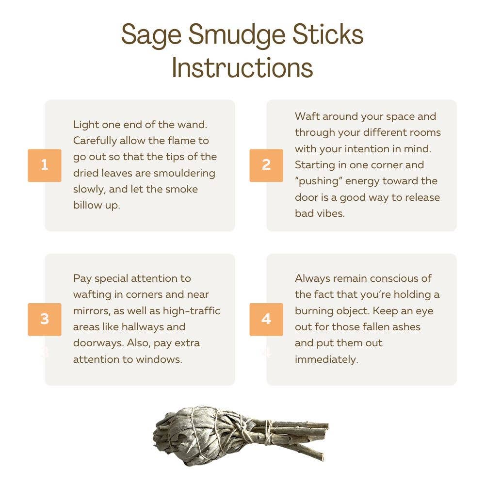 Small Sage Smudge Sticks, Torch White Sage 4"