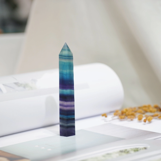 Crystal-Rainbow Fluorite Crystal Tower Point Generator - Detox