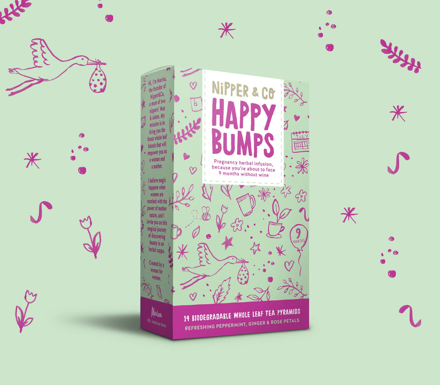 Herbal tea for pregnancy, Happy Bumps, pregnancy gift (nipper & co)