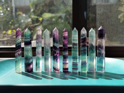 Crystal-Rainbow Fluorite Crystal Tower Point Generator - Detox