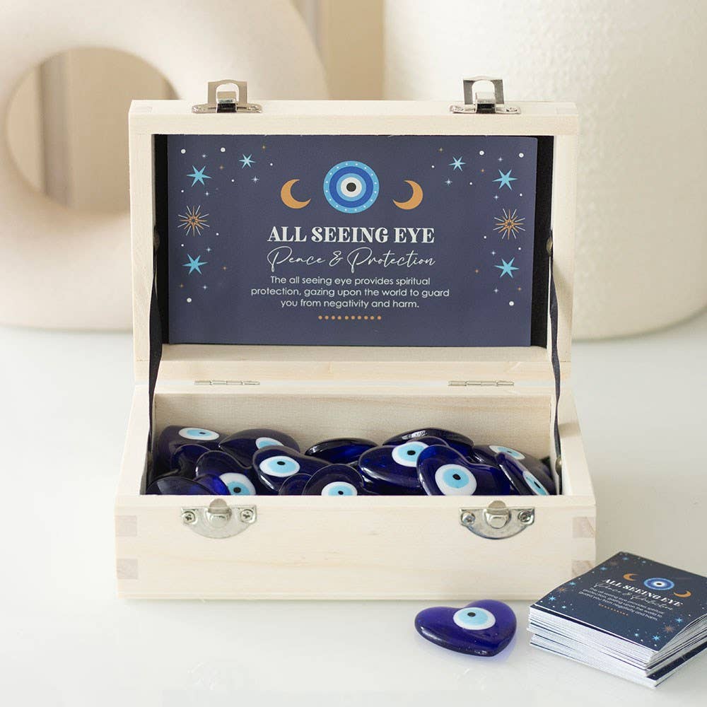 All Seeing Eye Glass Heart Charms