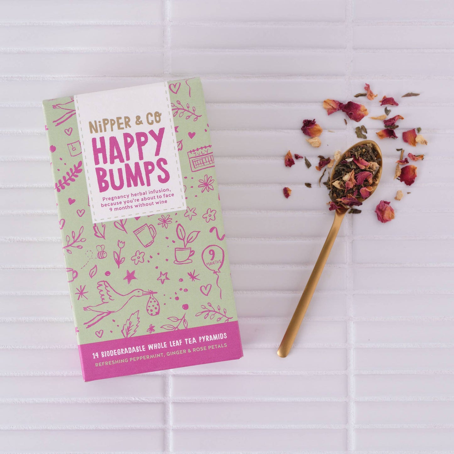 Herbal tea for pregnancy, Happy Bumps, pregnancy gift (nipper & co)