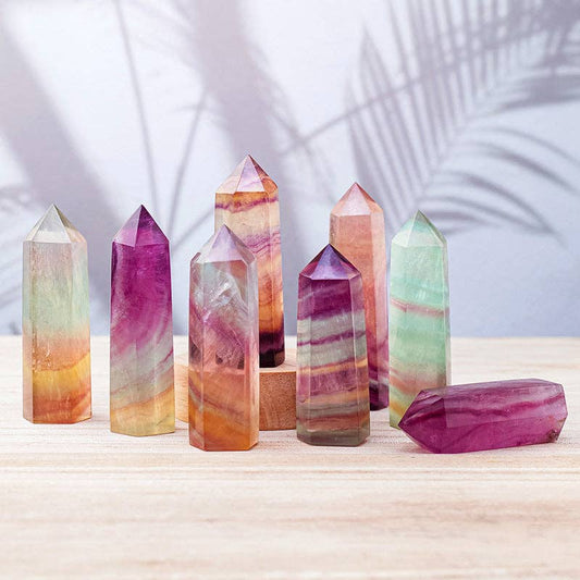 Crystal-Natural Watermelon Fluorite Tower Point Generator 5-6cm crystal
