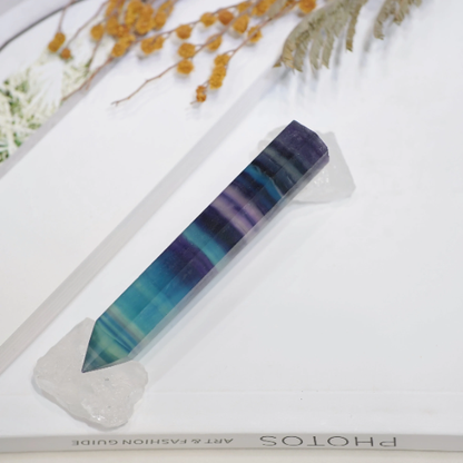 Crystal-Rainbow Fluorite Crystal Tower Point Generator - Detox