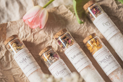 Organic Bath Salt in glass tube (65g): Rose (the eden collection)