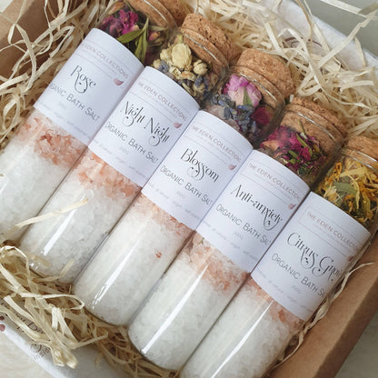 Organic Bath Salt in glass tube (65g): Blossom (the eden collection)