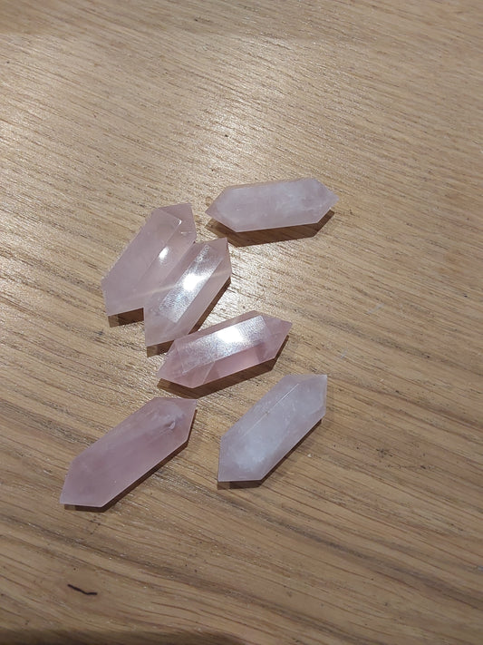 Crystal-Rose quartz double point